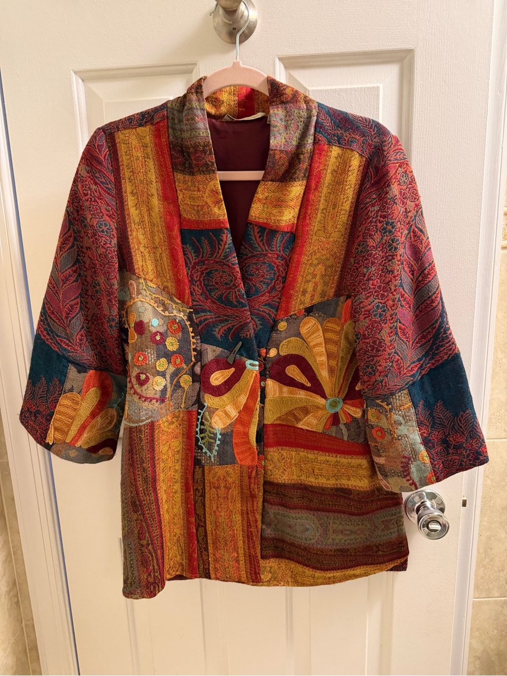 Soft Surroundings Multicolor Patchwork Kimono-Style Jacket